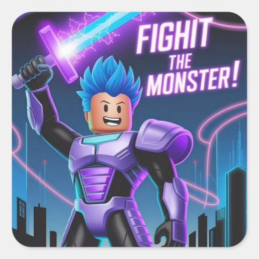 Kämpfe gegen das Monster Quadratischer Aufkleber (Vorderseite)
