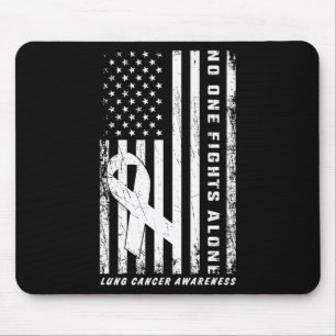 Kämpfe Lungenkrebs allein Amerikanische Flagge Wei Mousepad