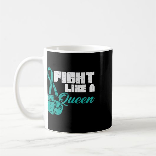 Kämpfe wie Queen Aquamarin Boxing Gloves Ovarialkr Kaffeetasse (Links)