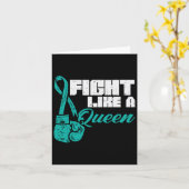 Kämpfe wie Queen Aquamarin Boxing Gloves Ovarialkr Karte (Gelbe Blume)