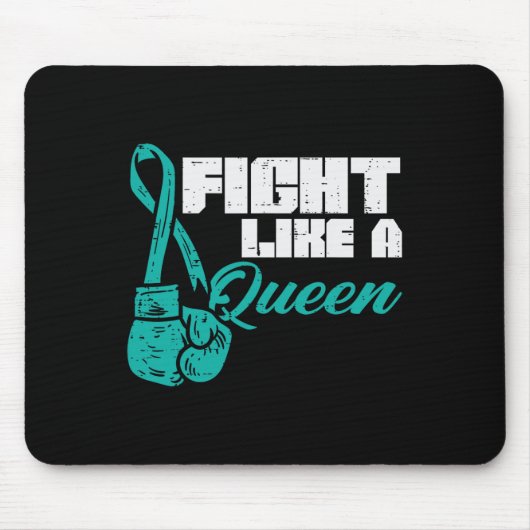 Kämpfe wie Queen Aquamarin Boxing Gloves Ovarialkr Mousepad (Vorne)