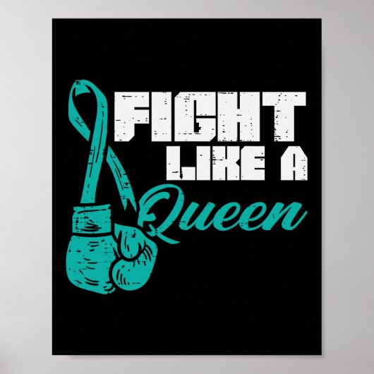 Kämpfe wie Queen Aquamarin Boxing Gloves Ovarialkr Poster (Vorne)