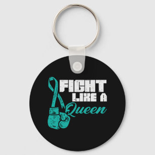 Kämpfe wie Queen Aquamarin Boxing Gloves Ovarialkr Schlüsselanhänger