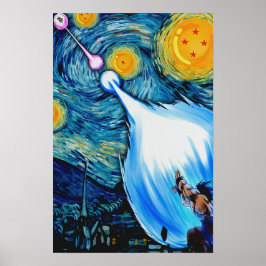 Kämpfen in Starry Sky Oil Style Wall Art Poster