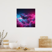 Kämpfen Jet über den Wolken farbiges Poster (Küche)