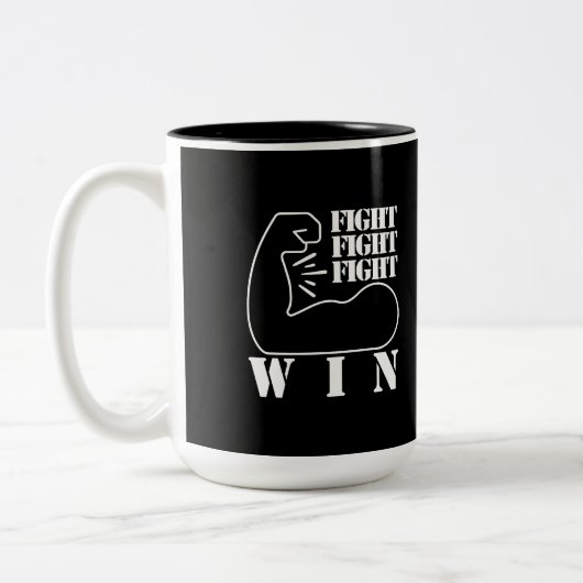 Kämpfen, kämpfen, kämpfen, gewinnen zweifarbige tasse (Links)