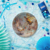 Kämpfen mit zwei männliches Ringhals Fasanen Pappteller (Party)