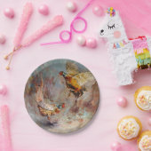 Kämpfen mit zwei männliches Ringhals Fasanen Pappteller (Party)