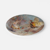 Kämpfen mit zwei männliches Ringhals Fasanen Pappteller (Schrägansicht)