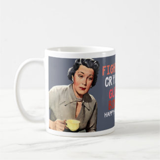 Kämpfen, schreiend, Schuld, Schnaps. frohe Kaffeetasse