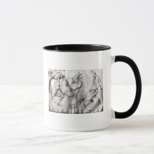Kämpfen Sie zwischen Kriegern und einem Drachen, Tasse