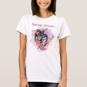 Kämpfen wie ein Krieger Wolf Rosa-Band-Bewusstsein T-Shirt