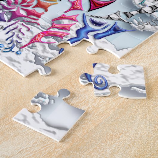 Kämpfende Drachen -- Blau Puzzle (Seite)