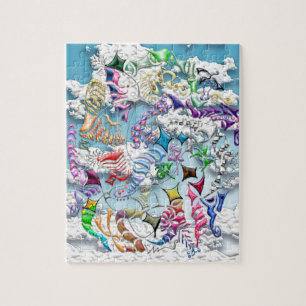 Kämpfende Drachen -- Blau Puzzle