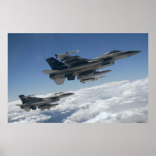 Kämpfende Flugzeuge des Falke-F-16 Poster