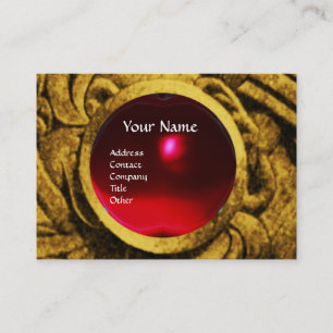 KÄMPFENDE GREIFE MONOGRAMM, Gold Schwarz Rot Rubin Visitenkarte