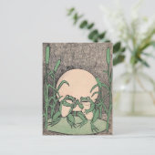 Kämpfende grüne Frösche Seeroseblatt Postkarte (Stehend Vorderseite)
