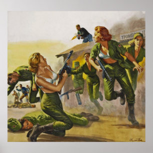 Kämpfende Kampf-Frauen in ihren BH Poster