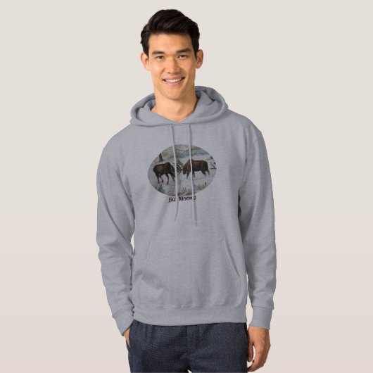 Kämpfende Stier-Elch-Tier-Kunst-Szene Hoodie (Vorne ganz)