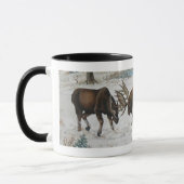 Kämpfende Stier-Elch-Tier-Kunst-Szene Tasse (Links)