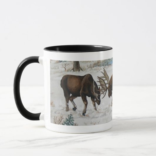 Kämpfende Stier-Elch-Tier-Kunst-Szene Tasse (Links)