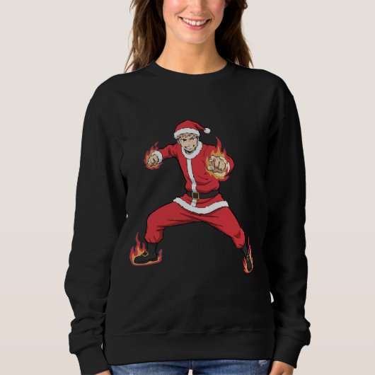 Kämpfender Weihnachtsmann Anime Style Sweatshirt - (Vorderseite)