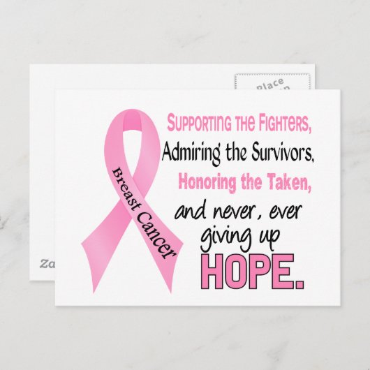 Kämpfer, die Überlebende von rosa Ribbon Brustkreb Postkarte (Vorne/Hinten)