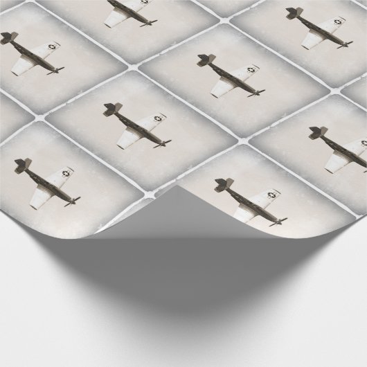 Kämpfer-Flugzeug B&W Geschenkpapier (Ecke)