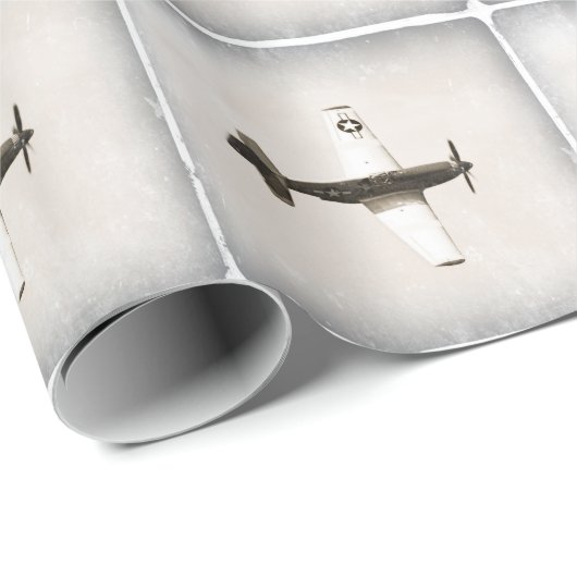 Kämpfer-Flugzeug B&W Geschenkpapier (Rolleneckpunkt)