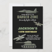 Kämpfer Jet Birthday Einladungen Gefahr Zone BK (Vorderseite)