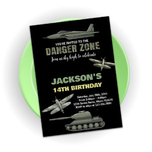 Kämpfer Jet Birthday Einladungen Gefahr Zone BK