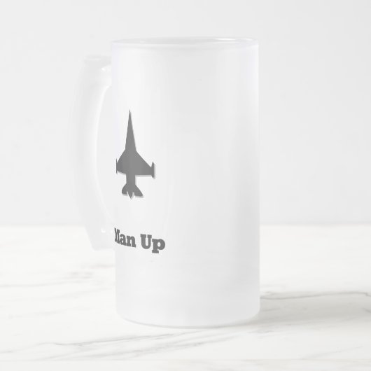 Kämpfer Jet Man Up Mattglas Bierglas (Vorderseite Links)