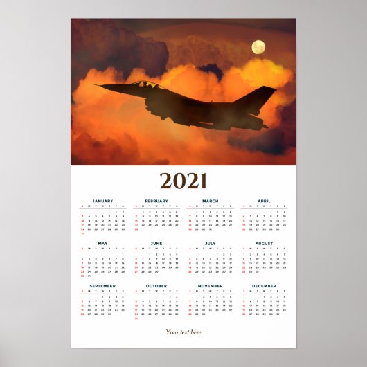 Kämpfer Jet Sunset 2021 Kalender Poster (Vorne)