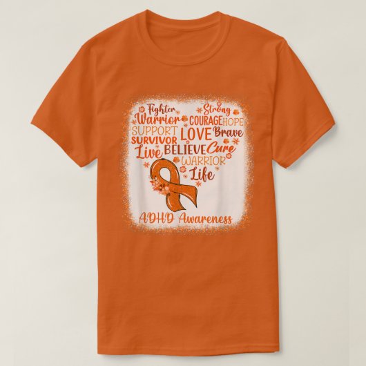 Kämpfer Krieg Glaube Kur Orange Ribbon ADHD Awar T-Shirt (Design vorne)