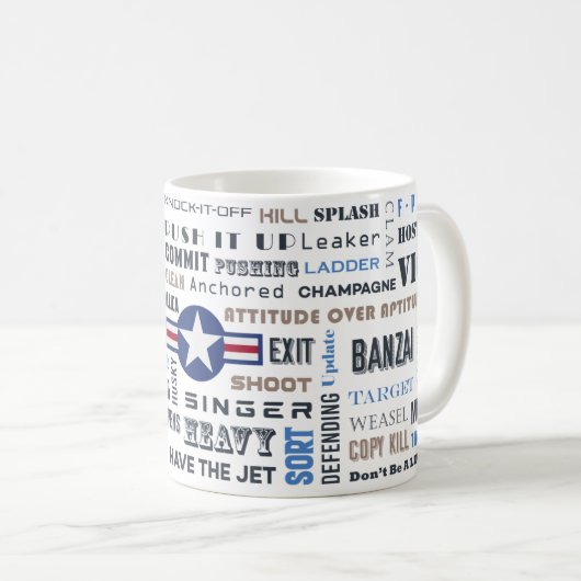 Kämpfer Pilot-Tasse mit Lingo (alle Zweige) Kaffeetasse (VorderseiteRechts)