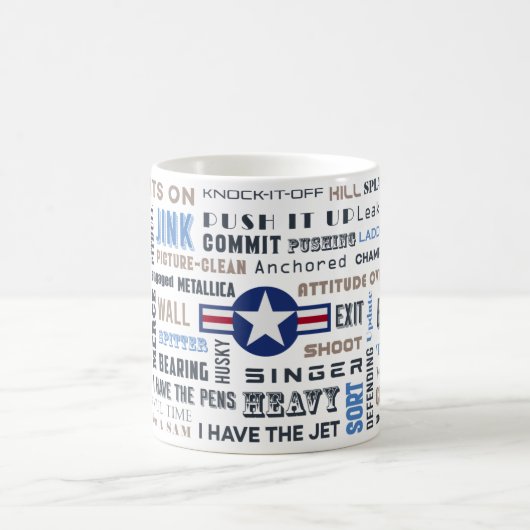 Kämpfer Pilot-Tasse mit Lingo (alle Zweige) Kaffeetasse (Mittel)