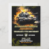 Kämpfer Soldat Tank Camoflauge Geburtstagskind Einladung (Vorderseite)