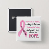 Kämpfer-Überlebende rosa Band-Brustkrebs genommen Button (Vorne & Hinten)