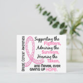 Kämpfer Überlebende von 4 Brustkrebs Postkarte (Stehend Vorderseite)