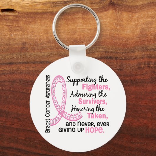 Kämpfer Überlebende von 4 Brustkrebs Schlüsselanhänger (Vorderseite)