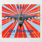 Kämpferjet im Retro-Stil Bierflaschenetikett (Einzelnes Label)