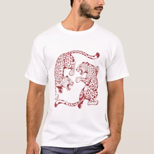 Kampfeslustiger roter Leopard kämpft gegen wilde K T-Shirt (Vorderseite)