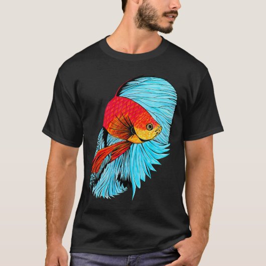Kampffisch Kunst - Orange und Blau T-Shirt (Vorderseite)
