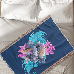 Kampffisch Siamesischer Kampffisch Lotus Wellen Bl Decke
