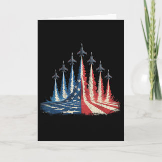Kampfflugzeug Amerikanische Flagge 4. Juli T-Shirt Karte
