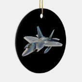 Kampfflugzeug des Raubvogel-F-22 auf Schwarzem Keramikornament (Rechts)
