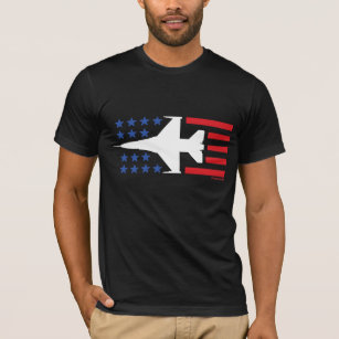 Kampfflugzeug-rote weiße blauer Stern-Streifen der T-Shirt