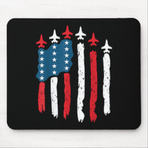 Kampfflugzeug USA-Flagge 4. Juli Patriotisch Mousepad