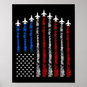 Kampfflugzeug USA-Flagge 4. Juli Patriotisch Poster