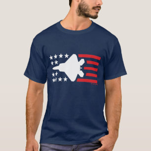 Kampfflugzeug-Weiß des Raubvogel-F-22 spielt rote T-Shirt